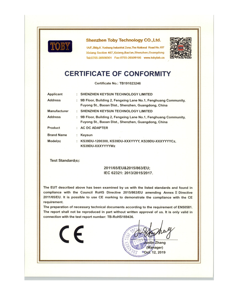RoHS Certificate