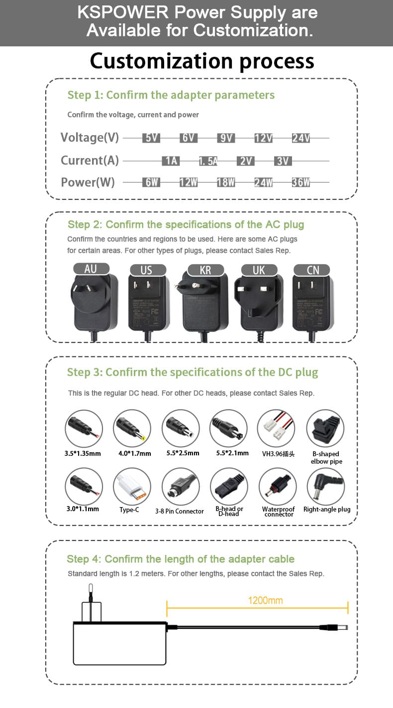 CE KC Certified AC DC Power Adapter