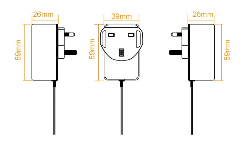 UK Plug Adapter Mechanical Dimensions