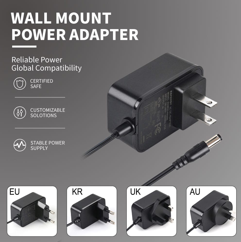 12W US Plug Wall Mount Power Adapter UL Certified