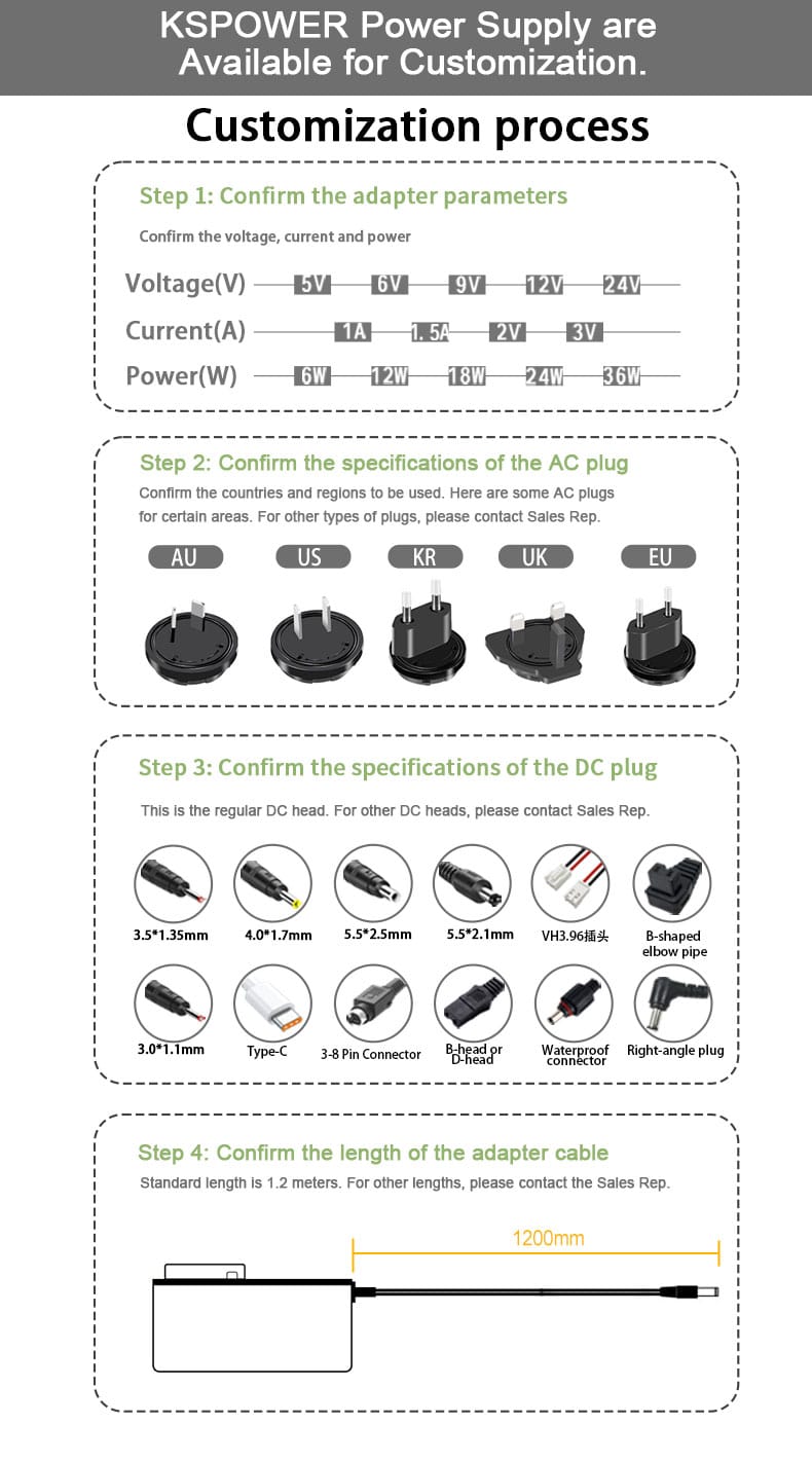 Customized DC connector power adapter