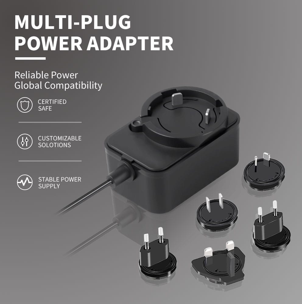 12W interchangeable plug power adapter
