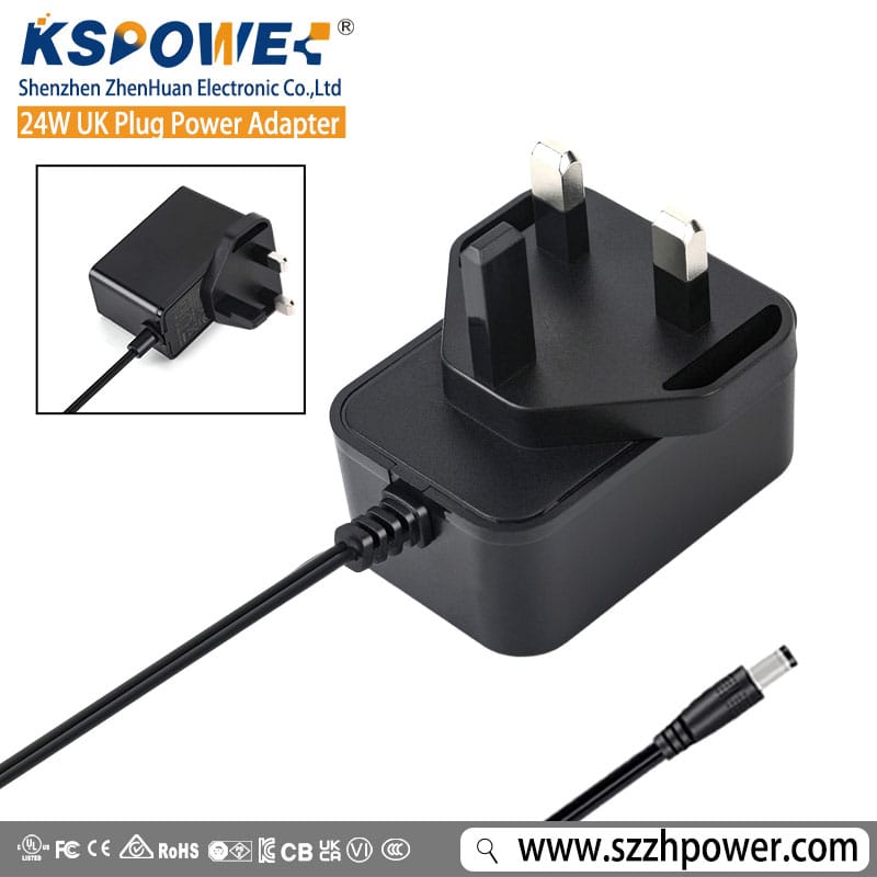24W UK Plug Power Adapter
