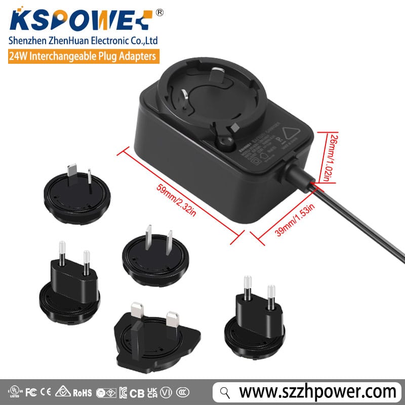12V 2A interchangeable plug adapter