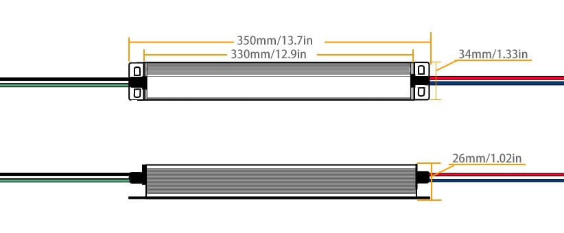 L Series LED Driver Dimensions