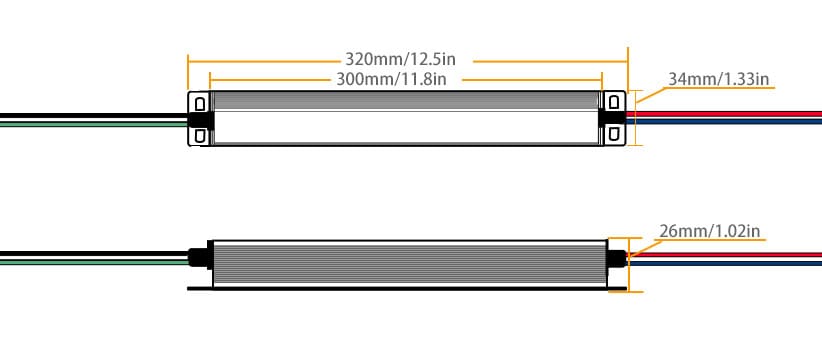 60W LT Series LED Driver Dimension Drawing